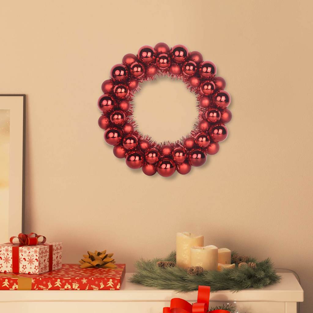 vidaXL Christmas Ball Wreathes 2 pcs Red 33 x 33 x 7 cm Polystyrene