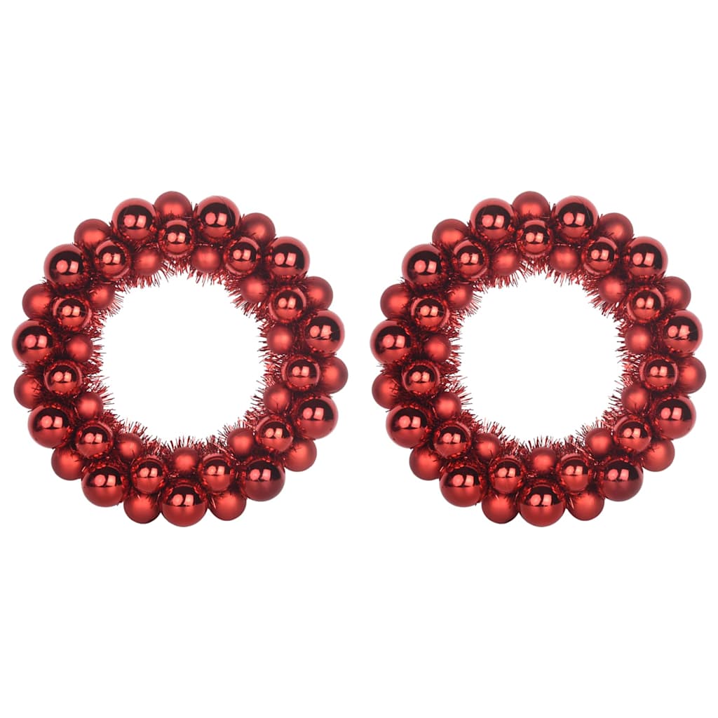 vidaXL Christmas Ball Wreathes 2 pcs Red 33 x 33 x 7 cm Polystyrene