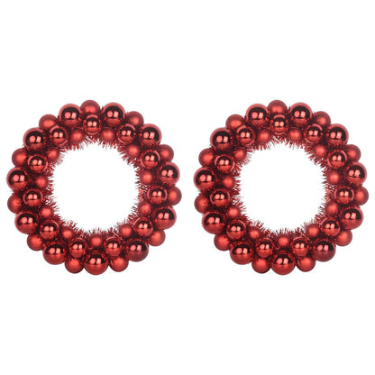 vidaXL Christmas Ball Wreathes 2 pcs Red 33 x 33 x 7 cm Polystyrene