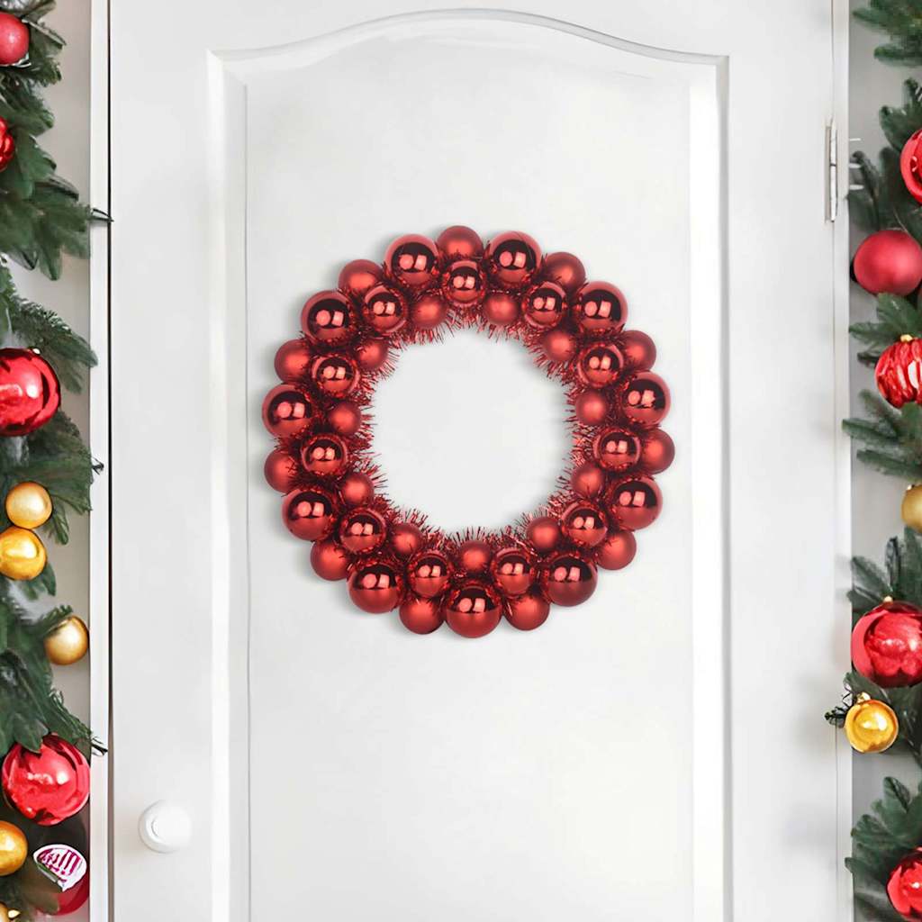 vidaXL Christmas Ball Wreathes 2 pcs Red 33 x 33 x 7 cm Polystyrene