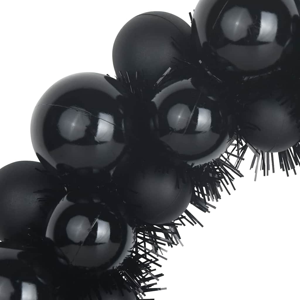 vidaXL Christmas Ball Wreathes 2 pcs Black 33 x 33 x 7 cm Polystyrene