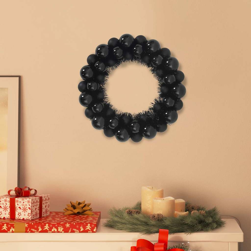 vidaXL Christmas Ball Wreathes 2 pcs Black 33 x 33 x 7 cm Polystyrene