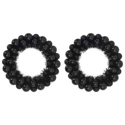 vidaXL Christmas Ball Wreathes 2 pcs Black 33 x 33 x 7 cm Polystyrene