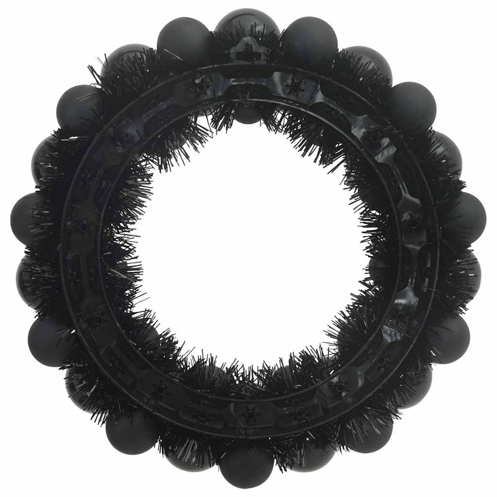 vidaXL Christmas Ball Wreathes 2 pcs Black 33 x 33 x 7 cm Polystyrene