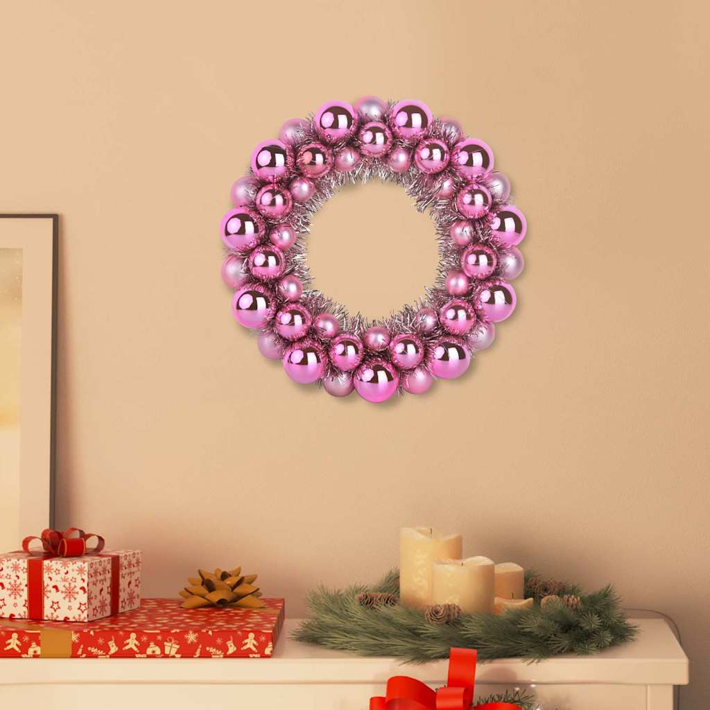 vidaXL Christmas Ball Wreathes 2 pcs Pink 33 x 33 x 7 cm Polystyrene