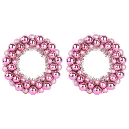 vidaXL Christmas Ball Wreathes 2 pcs Pink 33 x 33 x 7 cm Polystyrene