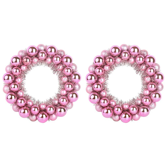 vidaXL Christmas Ball Wreathes 2 pcs Pink 33 x 33 x 7 cm Polystyrene