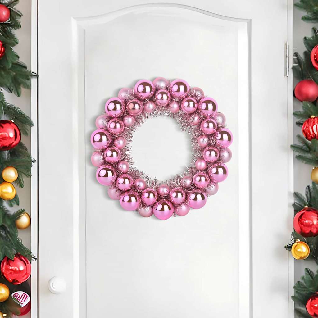 vidaXL Christmas Ball Wreathes 2 pcs Pink 33 x 33 x 7 cm Polystyrene