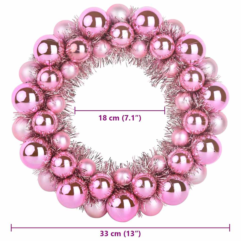 vidaXL Christmas Ball Wreathes 2 pcs Pink 33 x 33 x 7 cm Polystyrene