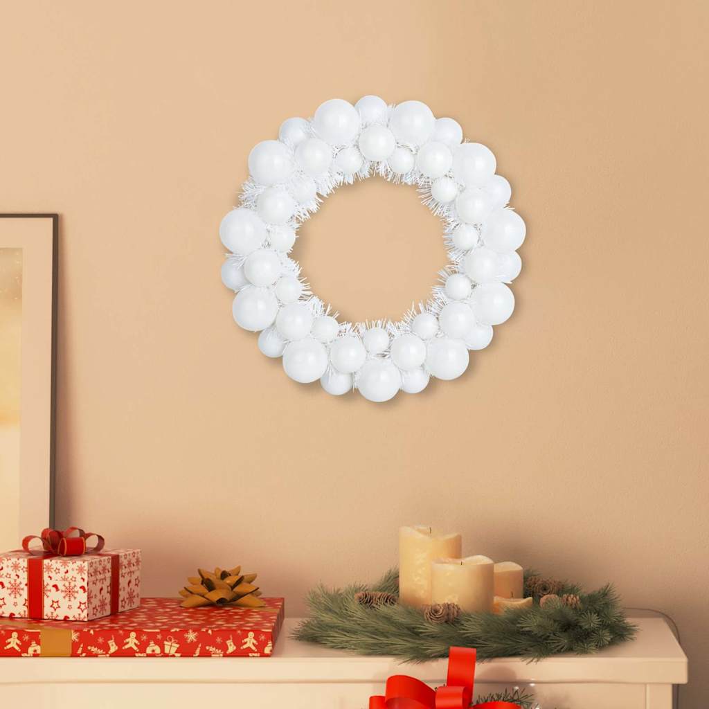 vidaXL Christmas Ball Wreathes 2 pcs White 33 x 33 x 7 cm Polystyrene