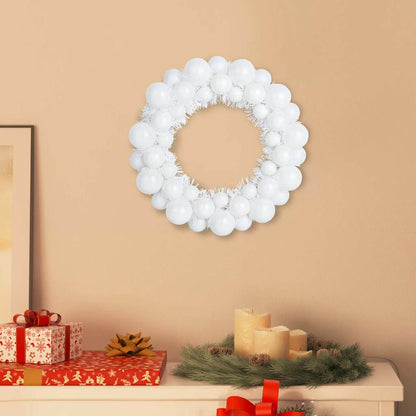 vidaXL Christmas Ball Wreathes 2 pcs White 33 x 33 x 7 cm Polystyrene
