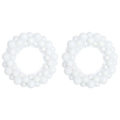 vidaXL Christmas Ball Wreathes 2 pcs White 33 x 33 x 7 cm Polystyrene