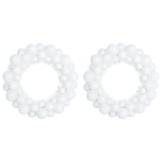 vidaXL Christmas Ball Wreathes 2 pcs White 33 x 33 x 7 cm Polystyrene