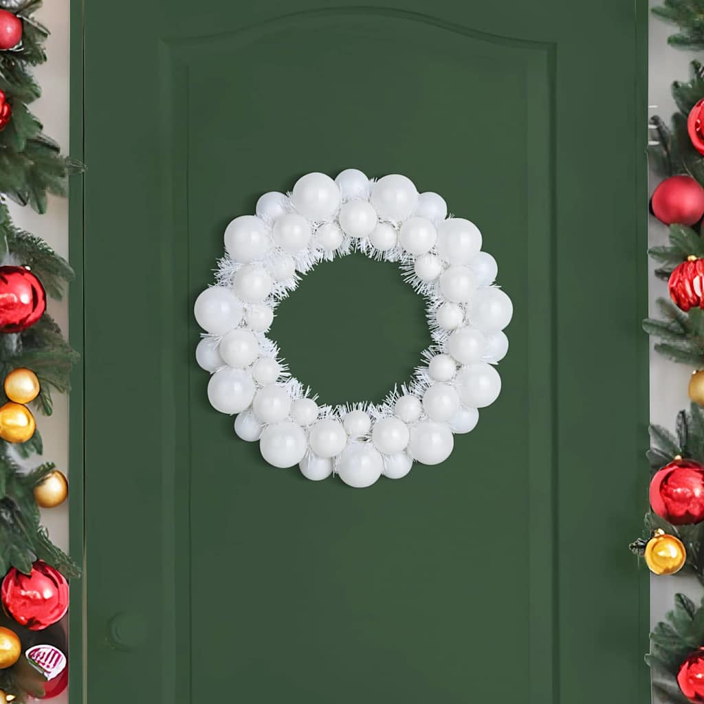 vidaXL Christmas Ball Wreathes 2 pcs White 33 x 33 x 7 cm Polystyrene