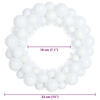 vidaXL Christmas Ball Wreathes 2 pcs White 33 x 33 x 7 cm Polystyrene
