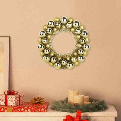 vidaXL Christmas Ball Wreathes 2 pcs Gold 33 x 33 x 7 cm Polystyrene