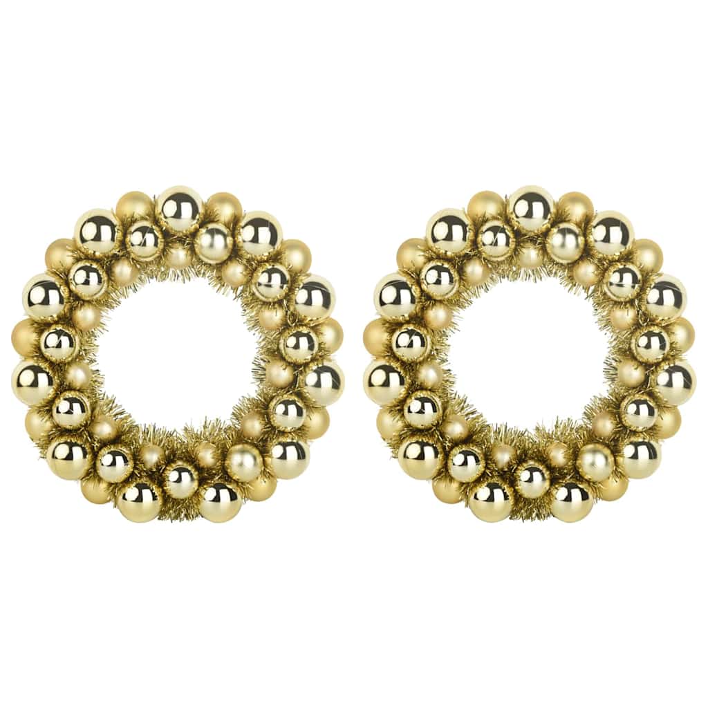 vidaXL Christmas Ball Wreathes 2 pcs Gold 33 x 33 x 7 cm Polystyrene