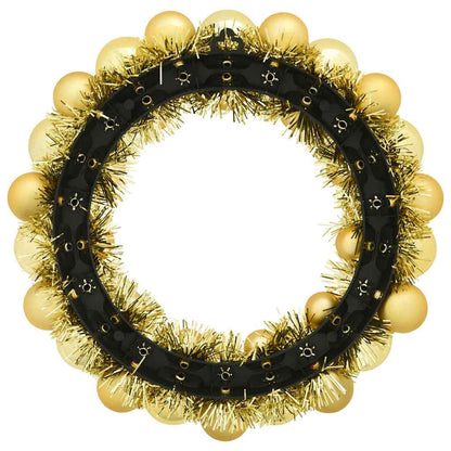 vidaXL Christmas Ball Wreathes 2 pcs Gold 33 x 33 x 7 cm Polystyrene