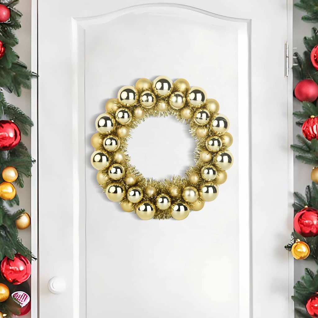 vidaXL Christmas Ball Wreathes 2 pcs Gold 33 x 33 x 7 cm Polystyrene