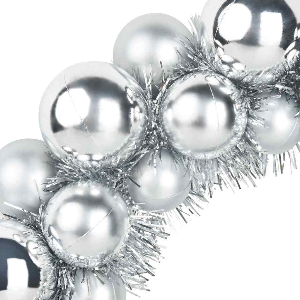 vidaXL Christmas Ball Wreathes 2 pcs Silver 33 x 33 x 7 cm Polystyrene