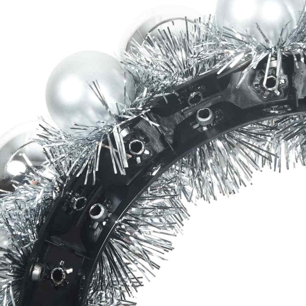 vidaXL Christmas Ball Wreathes 2 pcs Silver 33 x 33 x 7 cm Polystyrene