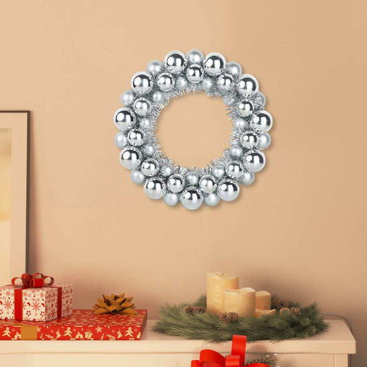 vidaXL Christmas Ball Wreathes 2 pcs Silver 33 x 33 x 7 cm Polystyrene