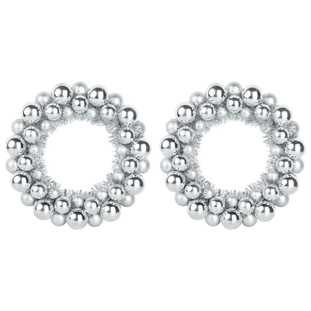 vidaXL Christmas Ball Wreathes 2 pcs Silver 33 x 33 x 7 cm Polystyrene