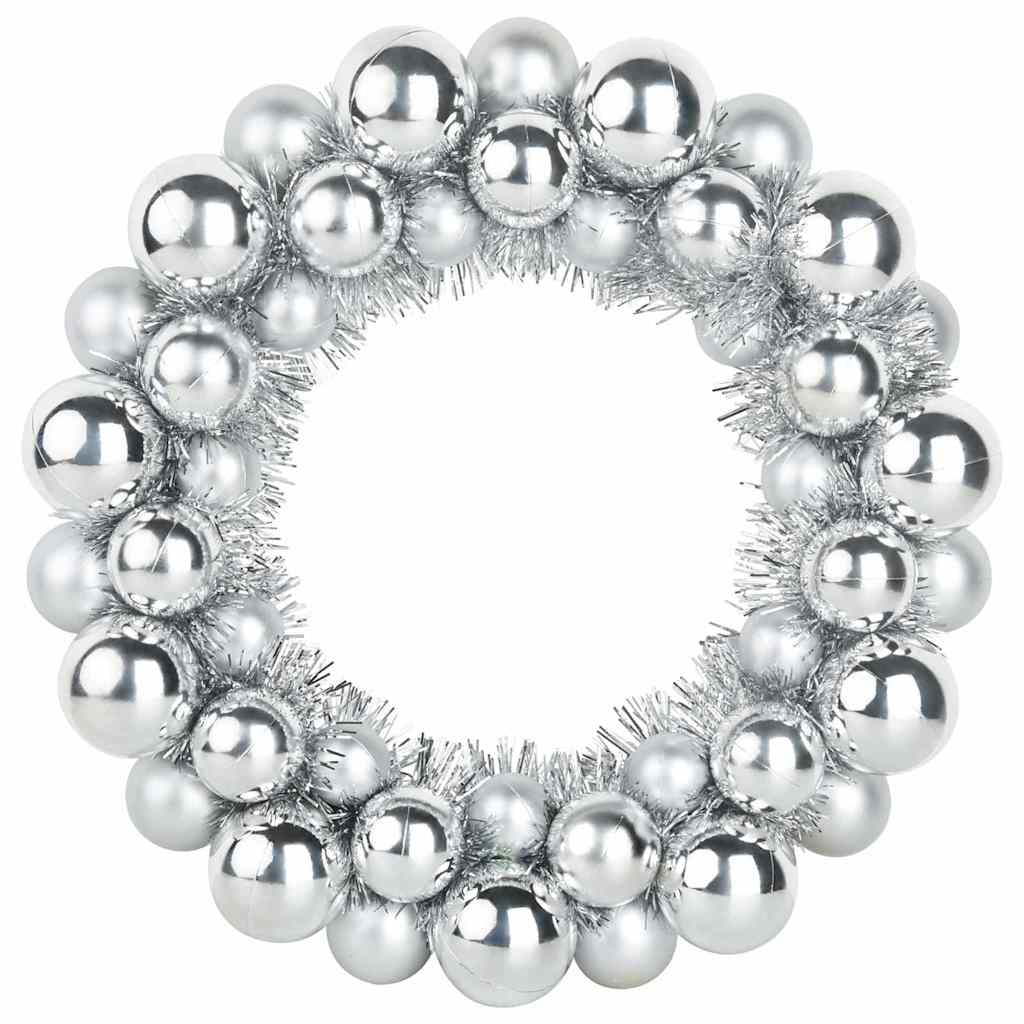 vidaXL Christmas Ball Wreathes 2 pcs Silver 33 x 33 x 7 cm Polystyrene