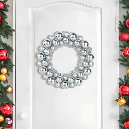 vidaXL Christmas Ball Wreathes 2 pcs Silver 33 x 33 x 7 cm Polystyrene