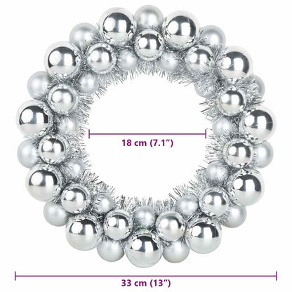 vidaXL Christmas Ball Wreathes 2 pcs Silver 33 x 33 x 7 cm Polystyrene