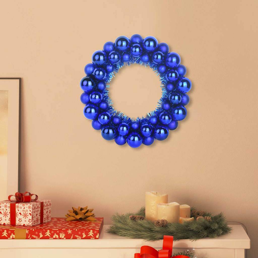 vidaXL Christmas Ball Wreathes 2 pcs Blue 33 x 33 x 7 cm Polystyrene