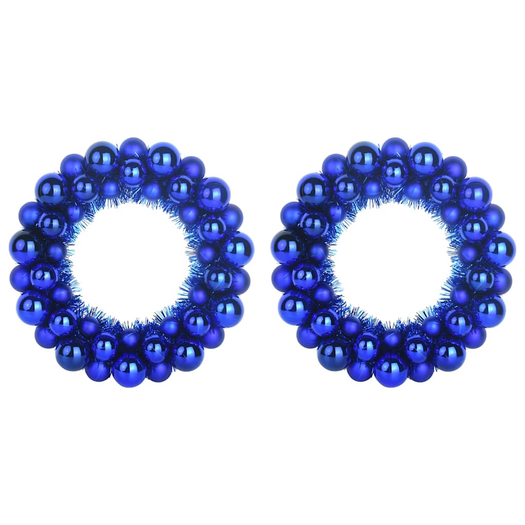 vidaXL Christmas Ball Wreathes 2 pcs Blue 33 x 33 x 7 cm Polystyrene