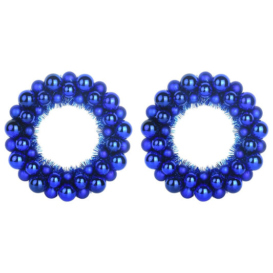 vidaXL Christmas Ball Wreathes 2 pcs Blue 33 x 33 x 7 cm Polystyrene