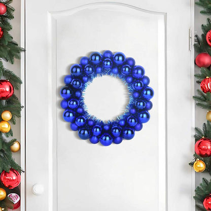 vidaXL Christmas Ball Wreathes 2 pcs Blue 33 x 33 x 7 cm Polystyrene