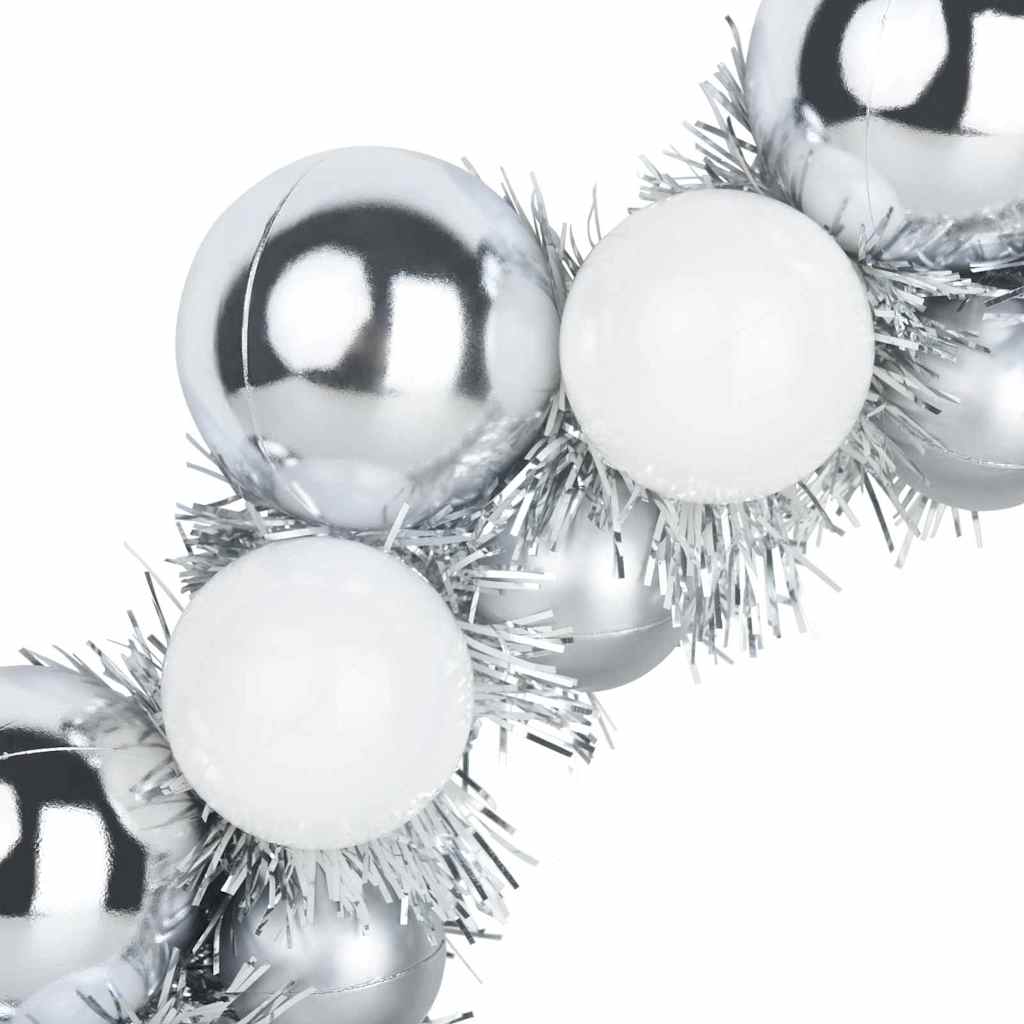 vidaXL Christmas Ball Wreathes 2 pcs White and Silver 33 x 33 x 7 cm