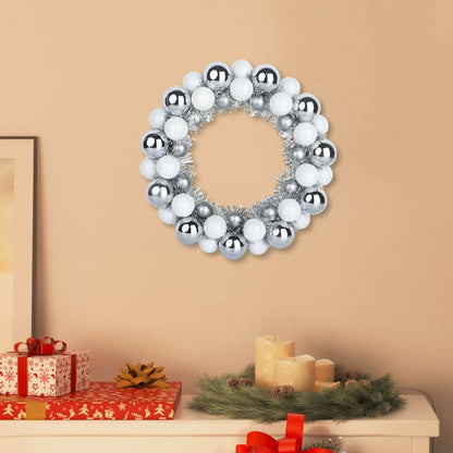 vidaXL Christmas Ball Wreathes 2 pcs White and Silver 33 x 33 x 7 cm