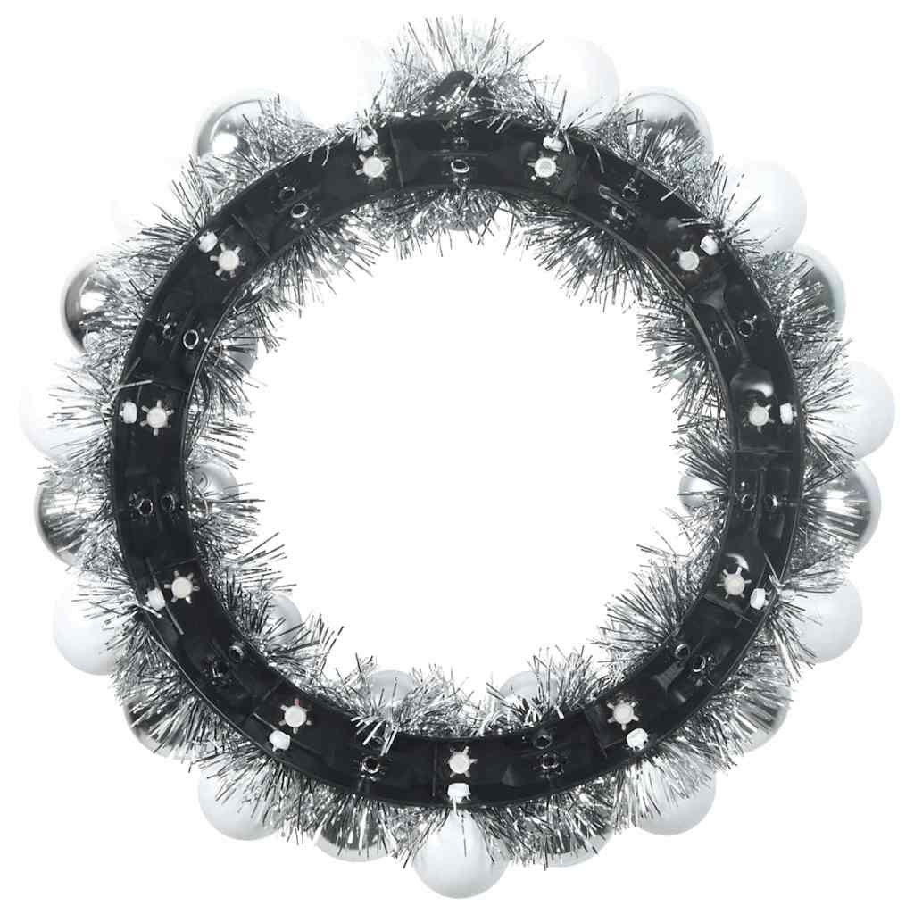 vidaXL Christmas Ball Wreathes 2 pcs White and Silver 33 x 33 x 7 cm