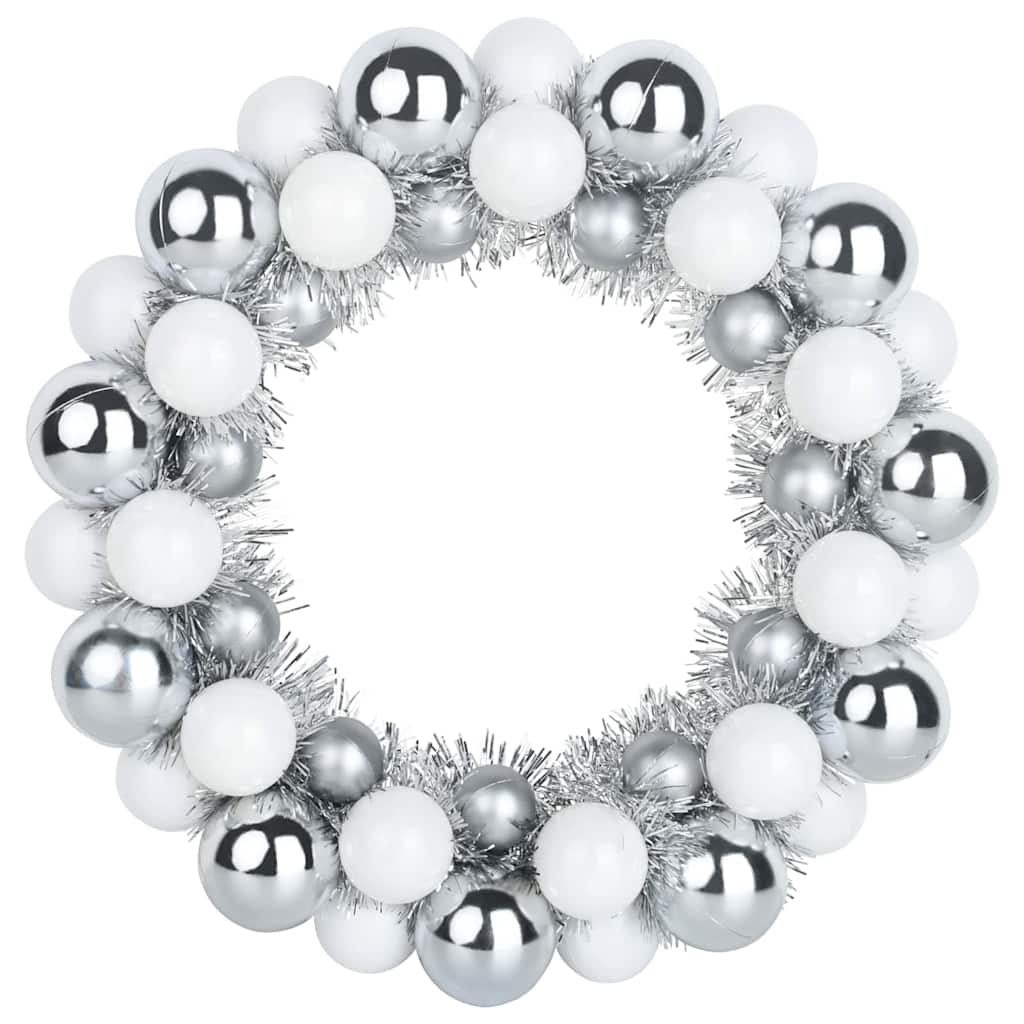 vidaXL Christmas Ball Wreathes 2 pcs White and Silver 33 x 33 x 7 cm