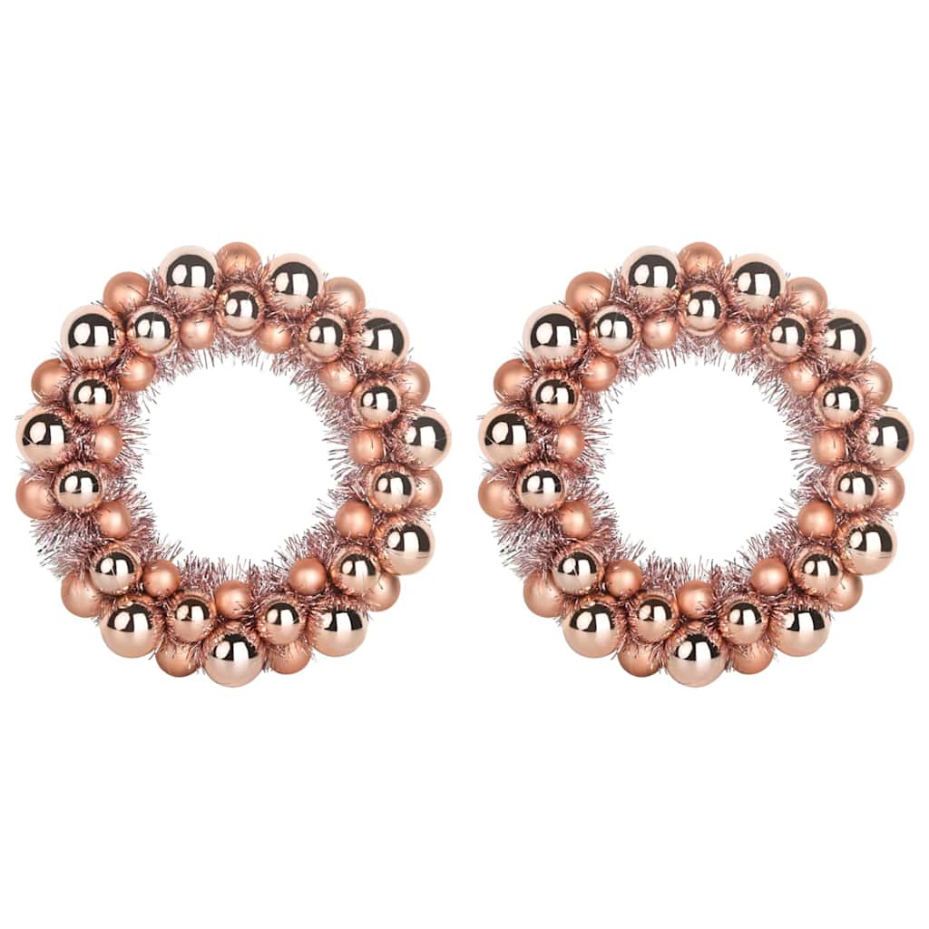 vidaXL Christmas Ball Wreathes 2 pcs Rose Gold 33 x 33 x 7 cm