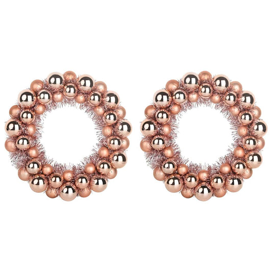 vidaXL Christmas Ball Wreathes 2 pcs Rose Gold 33 x 33 x 7 cm