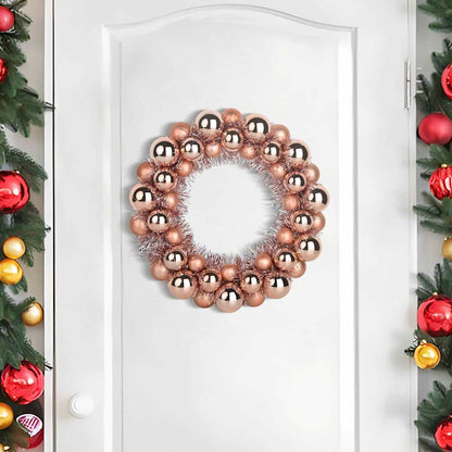 vidaXL Christmas Ball Wreathes 2 pcs Rose Gold 33 x 33 x 7 cm