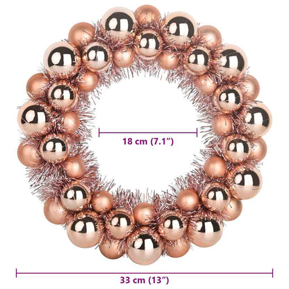 vidaXL Christmas Ball Wreathes 2 pcs Rose Gold 33 x 33 x 7 cm