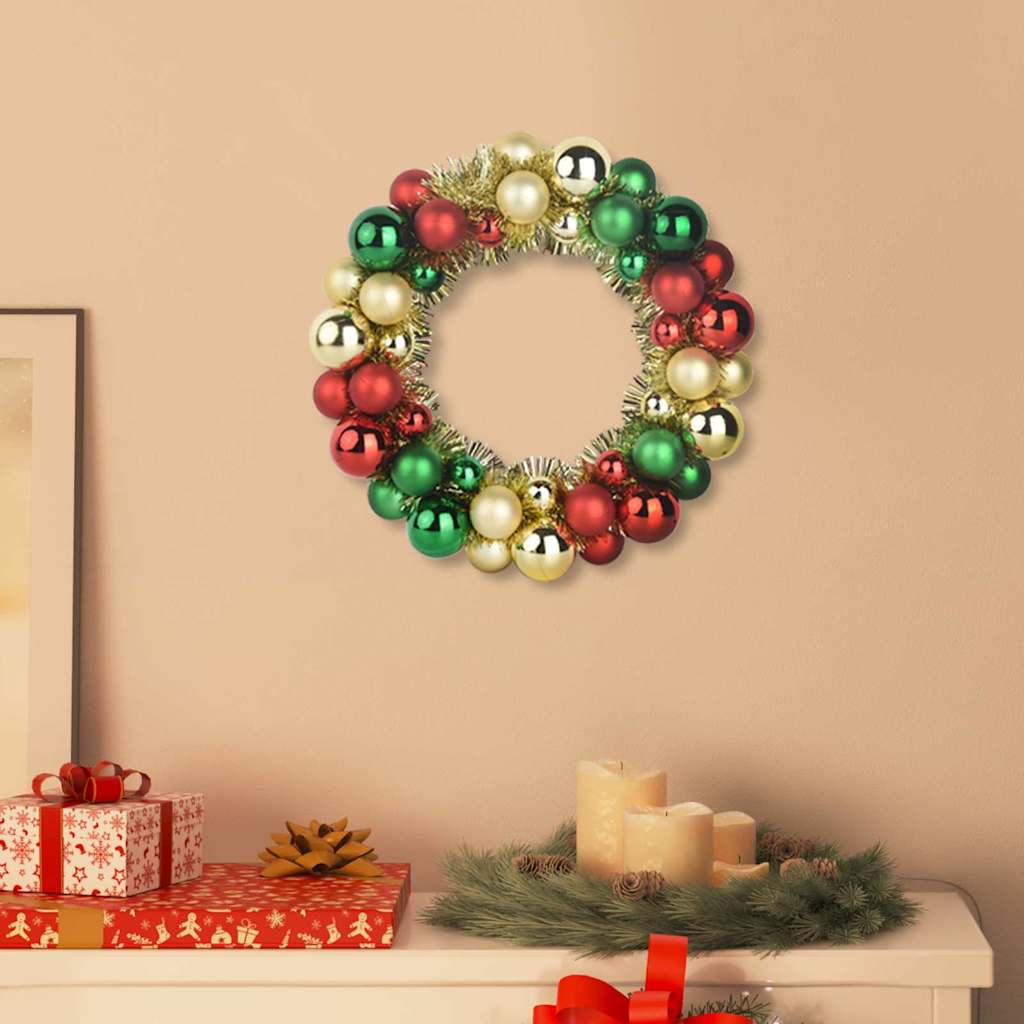 vidaXL Christmas Ball Wreathes 2 pcs Multicolour 33 x 33 x 7 cm