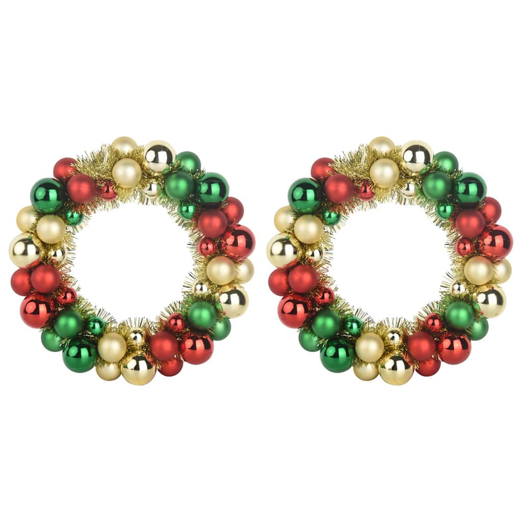 vidaXL Christmas Ball Wreathes 2 pcs Multicolour 33 x 33 x 7 cm