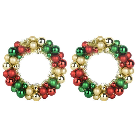 vidaXL Christmas Ball Wreathes 2 pcs Multicolour 33 x 33 x 7 cm