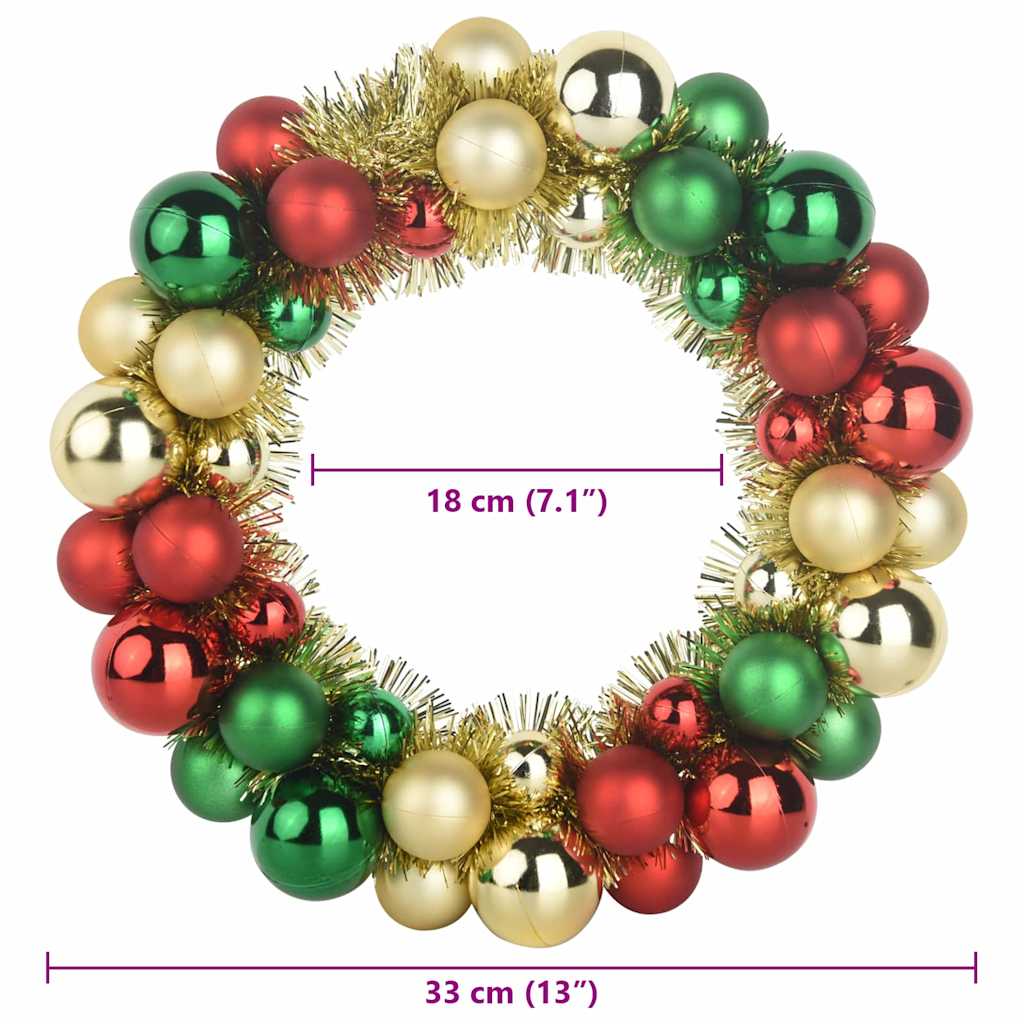 vidaXL Christmas Ball Wreathes 2 pcs Multicolour 33 x 33 x 7 cm