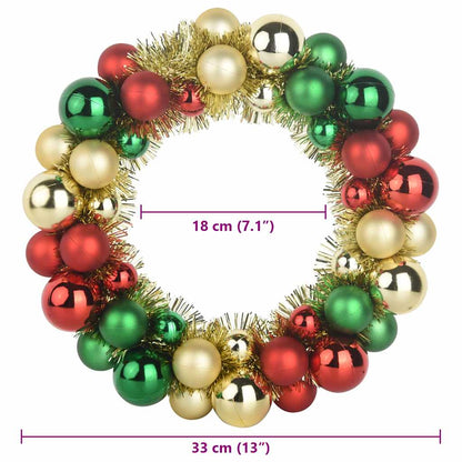 vidaXL Christmas Ball Wreathes 2 pcs Multicolour 33 x 33 x 7 cm