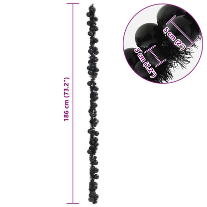 vidaXL Christmas Ball Garland Black 186 cm Polystyrene