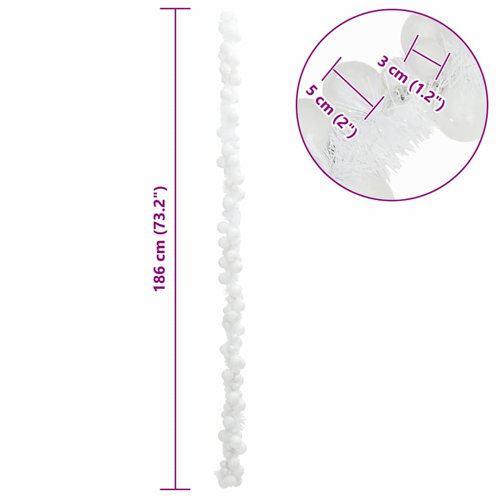 vidaXL Christmas Ball Garland White 186 cm Polystyrene