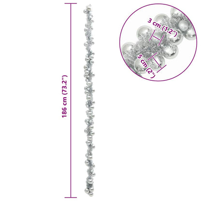 vidaXL Christmas Ball Garland Silver 186 cm Polystyrene